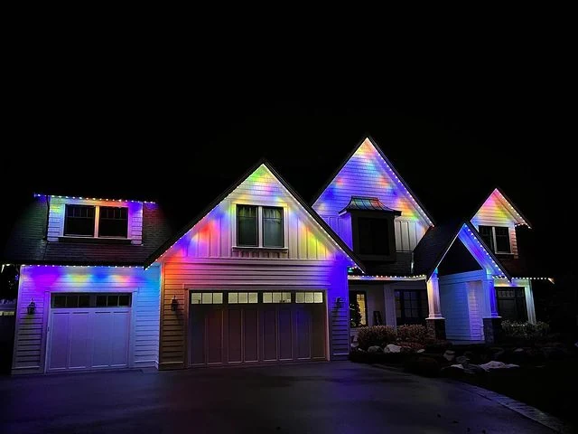 Castle Rock permanent lighting on a home in The Meadows
